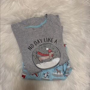 Gray and Blue Women’s Pajamas with dachshund Print